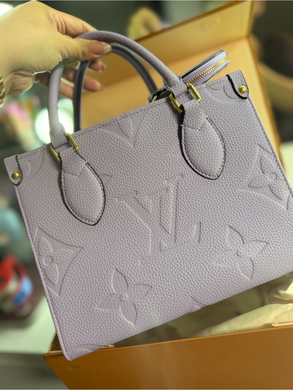 Lilac Embossed Top-Handle Tote - Luxury Inspired